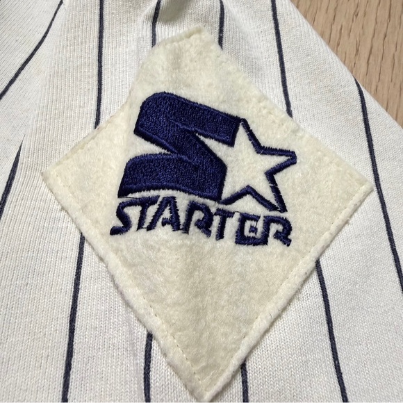 Vintage Starter Georgetown Hoyas Pinstripe Cotton Baseball Jersey Mens Large 90s - Picture 6 of 13